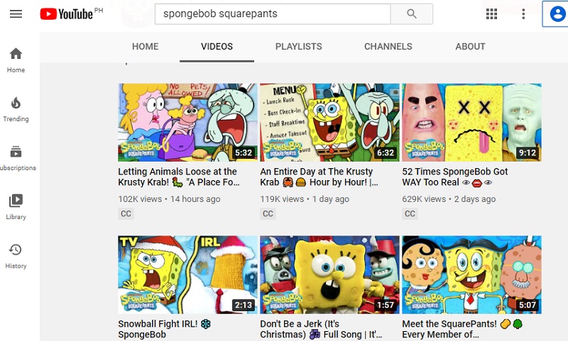youtube watch spongebob