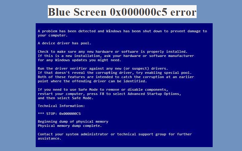 blue screen c5 