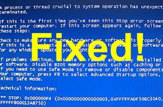 fix stop error 0x000000f4