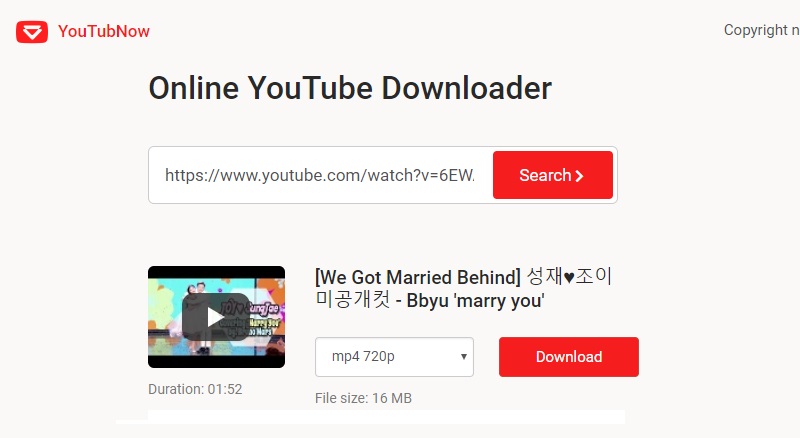 download using Youtubnow