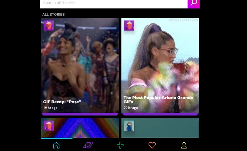 stories tab on giphy mobile