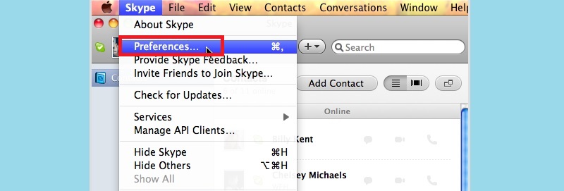 select the preference option