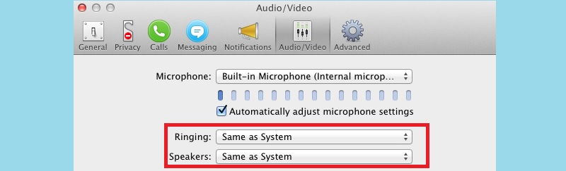configure the audio