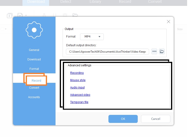 screen recording settings