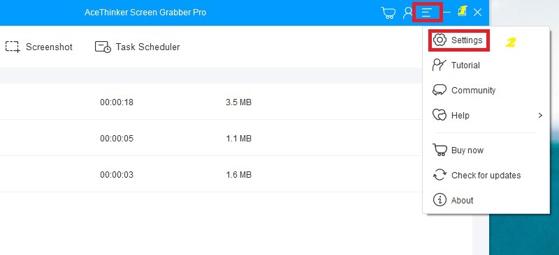 lancer la fenêtre des paramètres