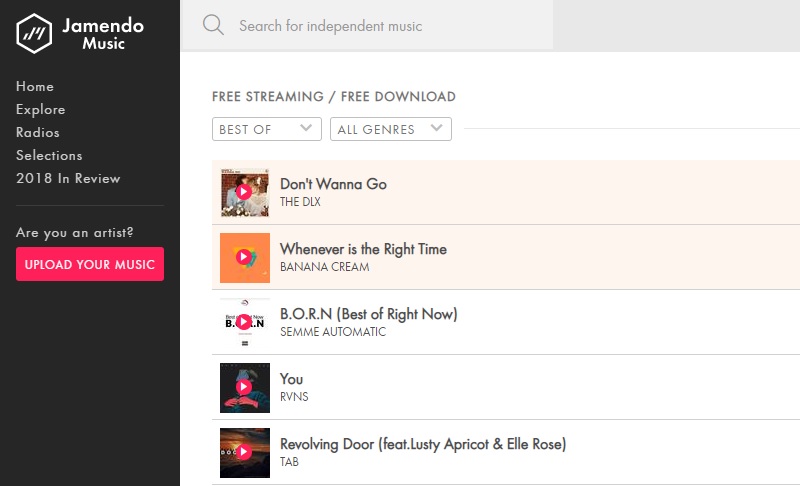 hi-res music download sites jamendo