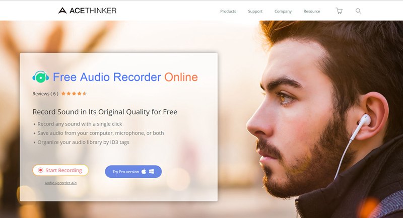 acethinker grabadora de audio en línea gratis