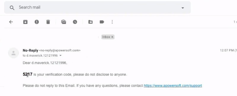check email and get the verification code