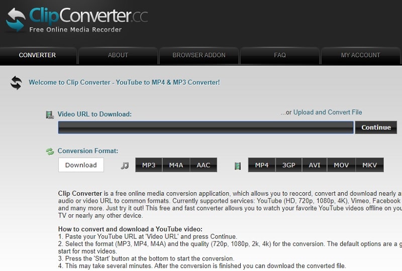 Clipconverter-Homepage