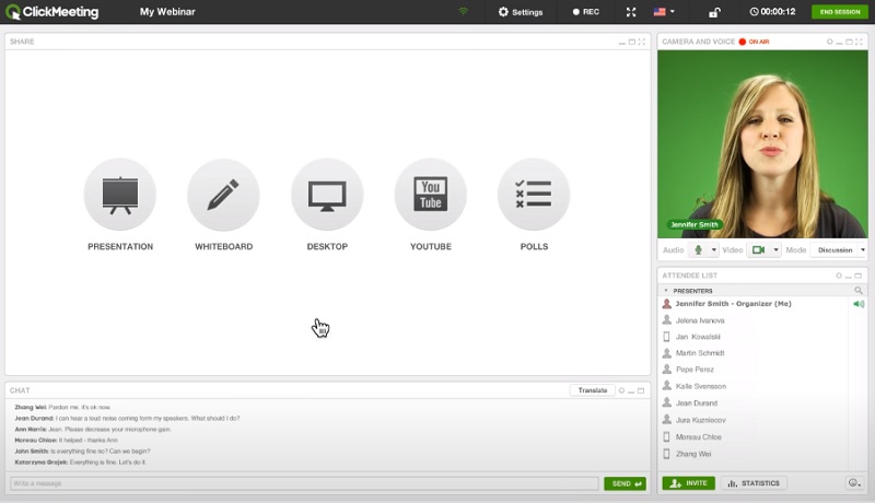 videoconference clickmeeting interface