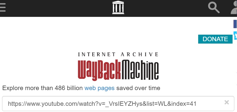 wayback machine archive interface