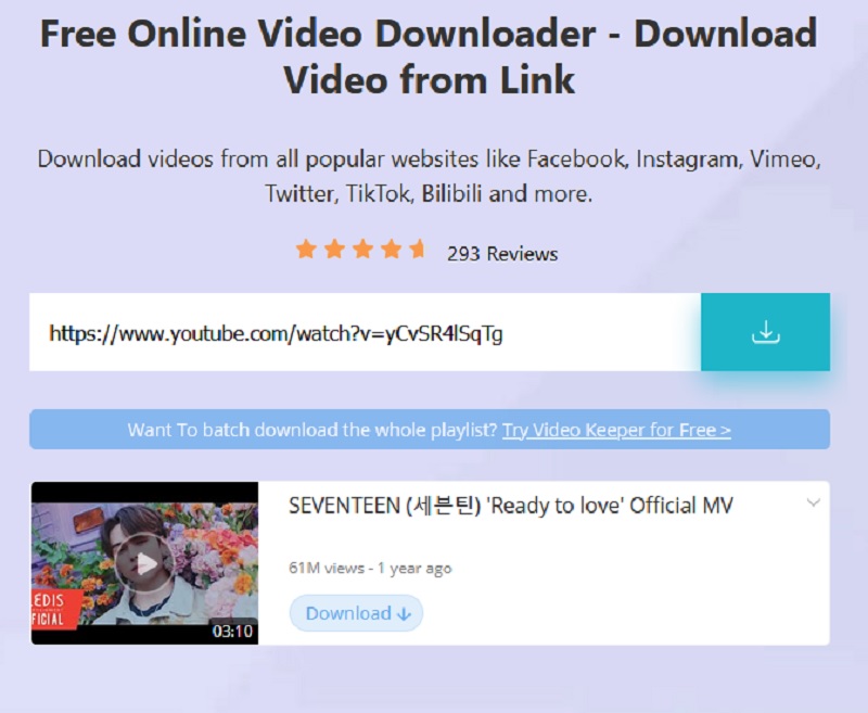 download process of free online video downloader