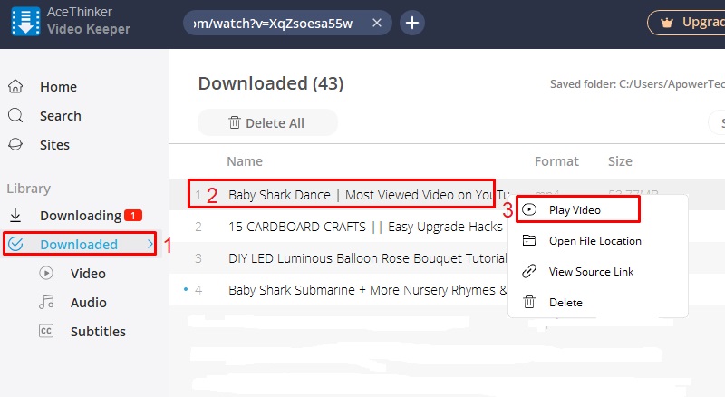 download baby shark video step 4