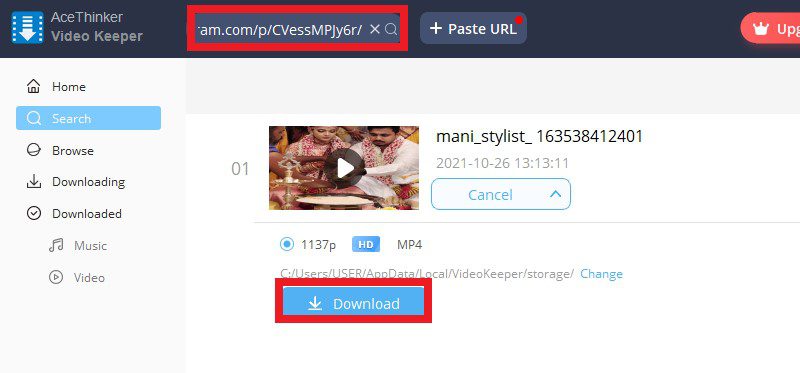 download instagram video on pc vk process