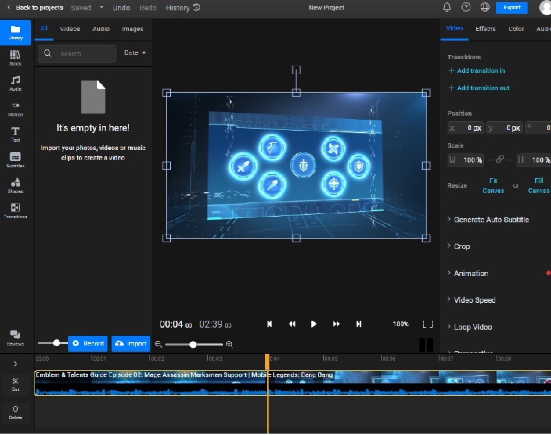 Flixier-Schnittstelle