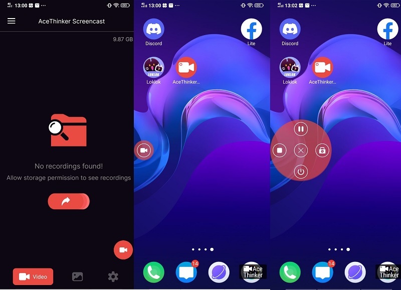 screen recorder for android main interface