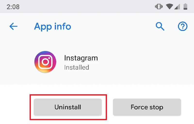 instagram uninstall android