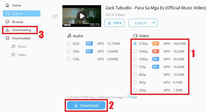 download youtube video to pc vk step3