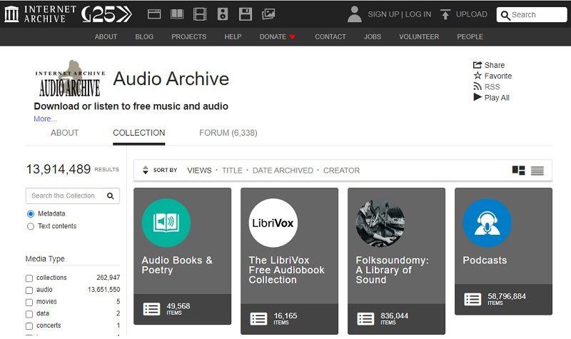 free album download sites internet archive
