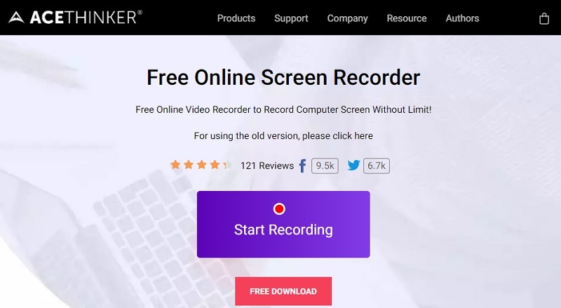 online screen recorder interface