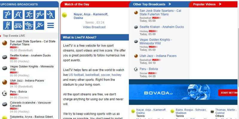 sites like firstrowsports livetv interface