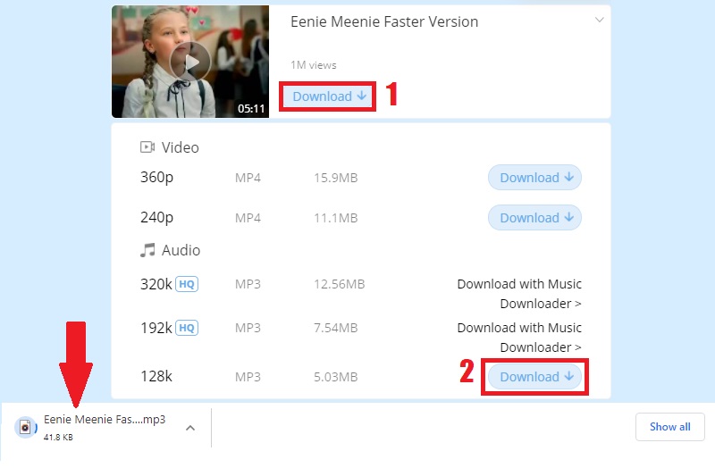 extract audio from facebook video fotmd download step3