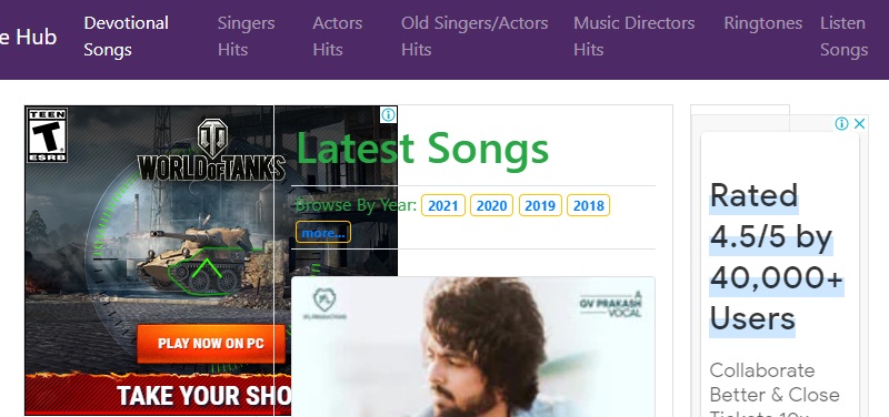 sites to download tamil songs woodcinehub interface