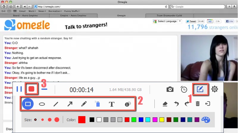 annotating and recording using screen grabber premium on omegle