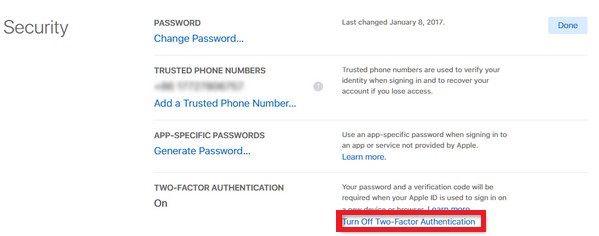 enable two factor authentication turn off two factor authentication step2