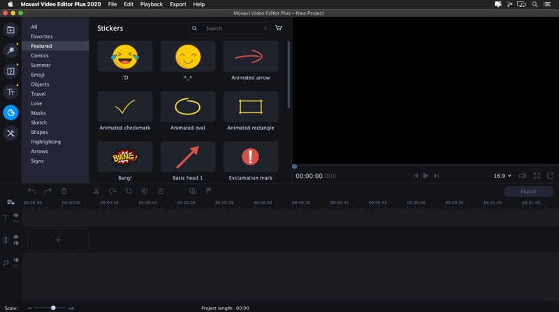 editor de video gratuito interfaz mac movavi