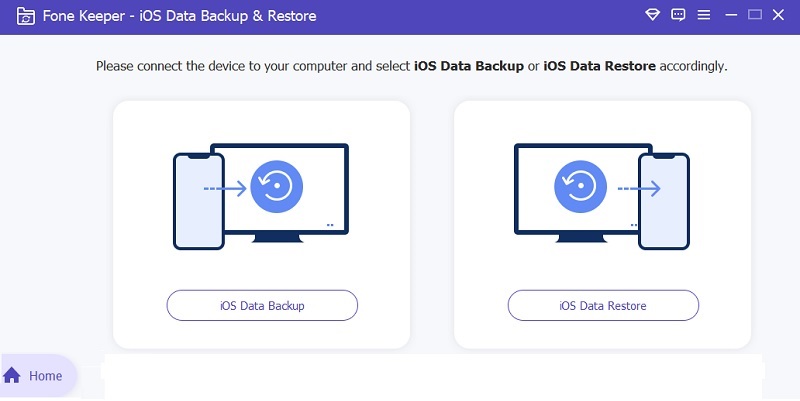 ios data backup and restore main interface