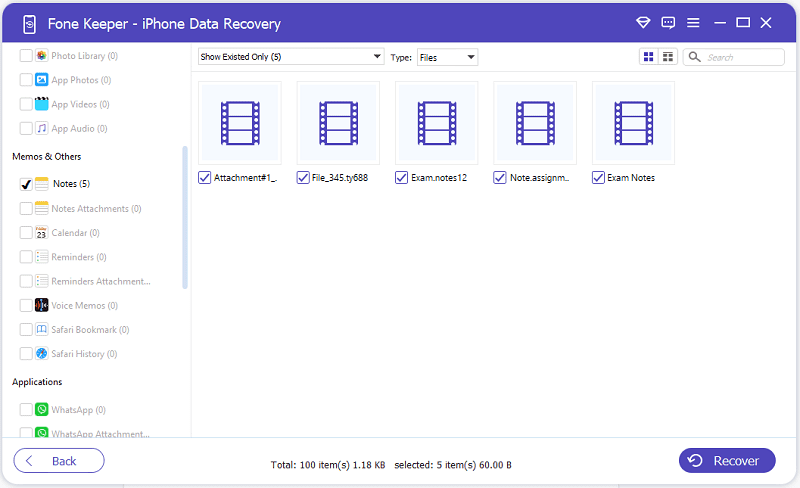 recover notes files
