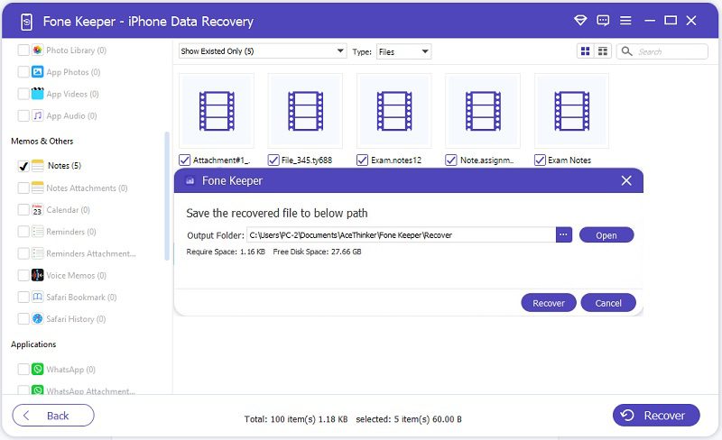 result recover note files