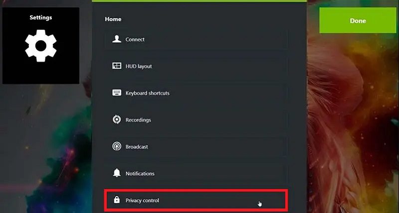 shadowplay not recording switch on privacy control