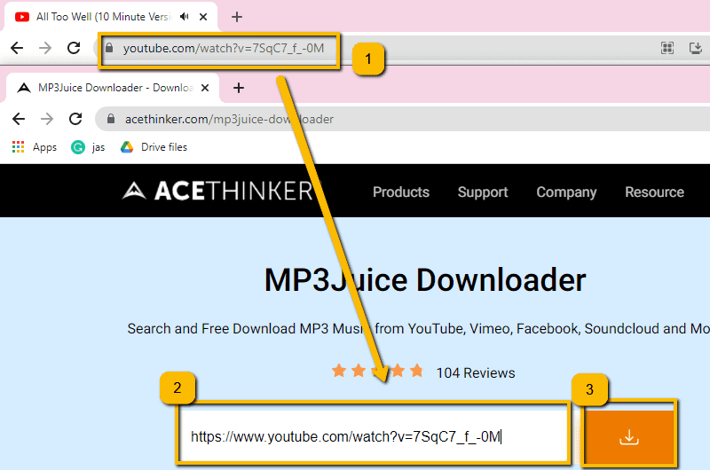 cant download mp3 mp3juice downloader step2 copy and paste url