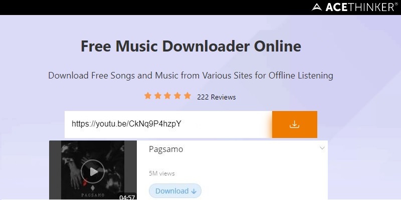 select music and hit download icon
