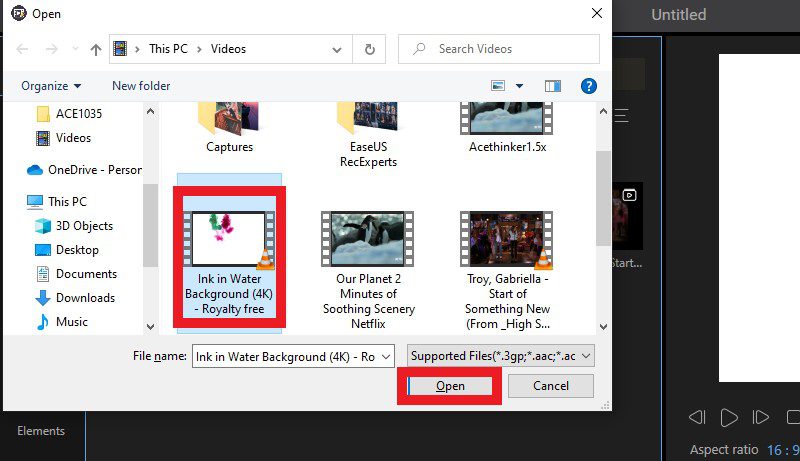 acethinker video editor importar archivo de video