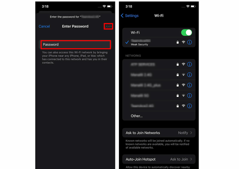 check internet connection on iphone