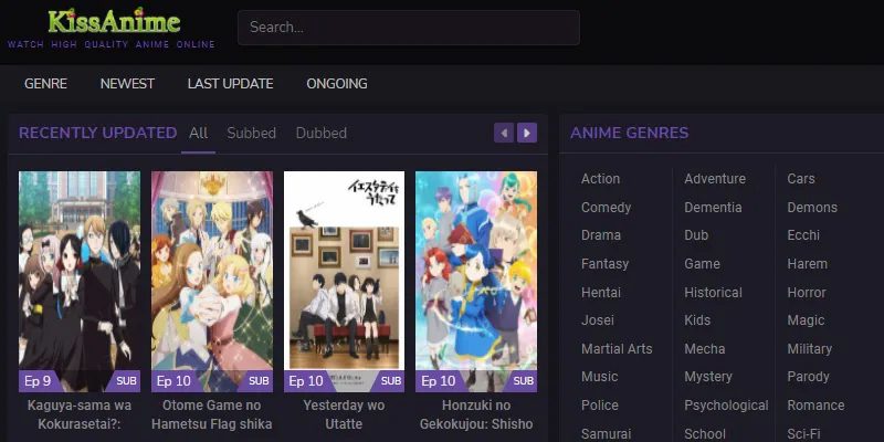 kissanime genres available