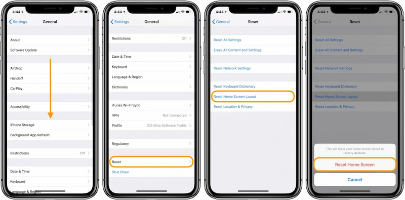 how to reset home screen on iphone