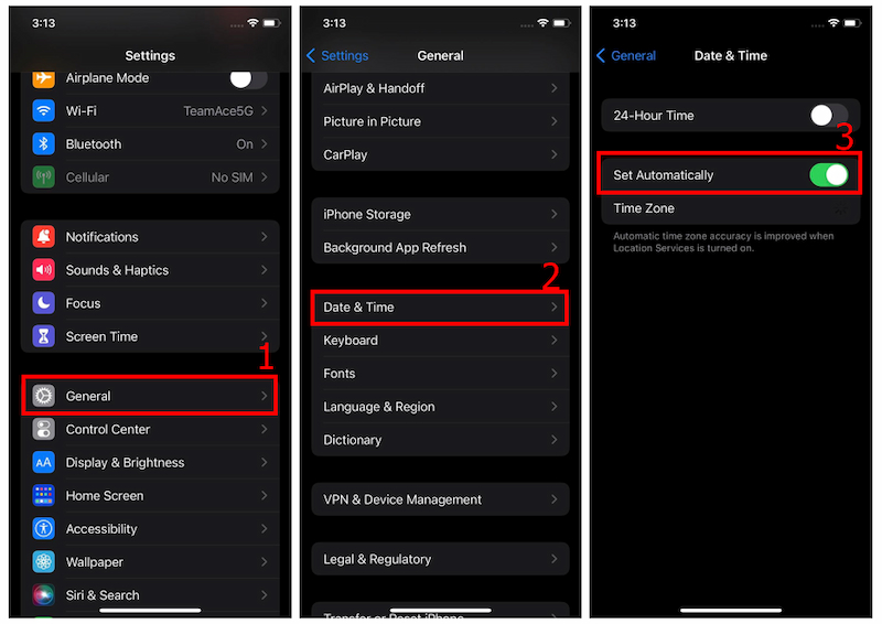 settings date and time