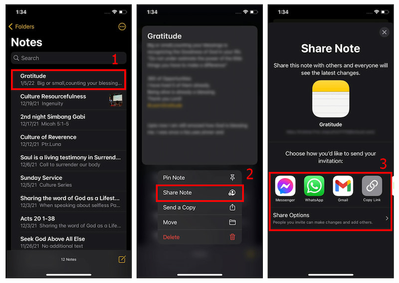 ios share notes