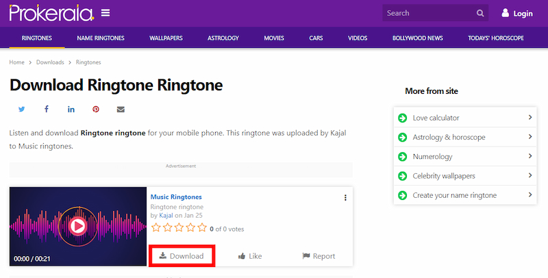 how to download ringtone from prokerala