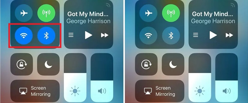turn on bluetooth and wifi on ios device