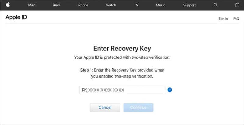 fix apple id lock via entering recovery key