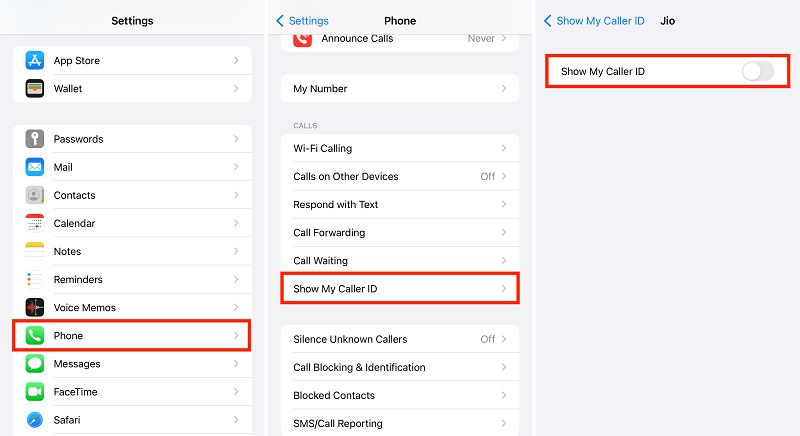 permanently hide your number via settings on iphone