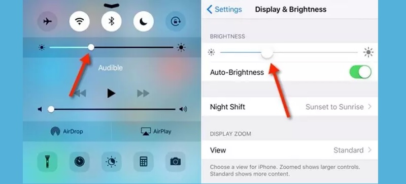 launch settings, tap display, and adjust auto-brightness