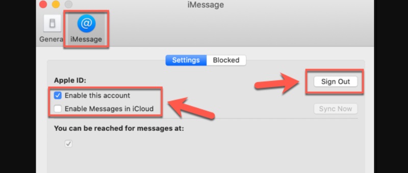 sign out imessage account on mac computer