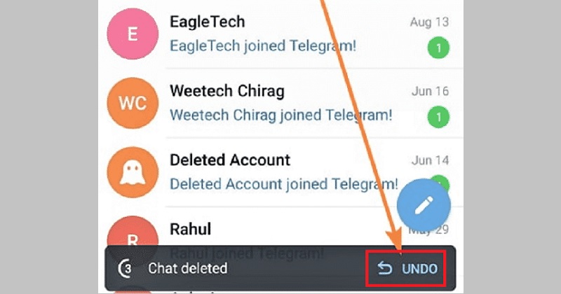 deshacer eliminar función en telegram