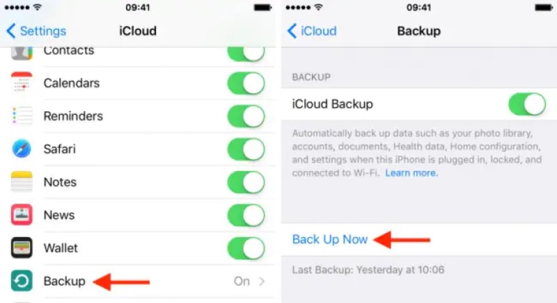 recover icloud backup with back up now